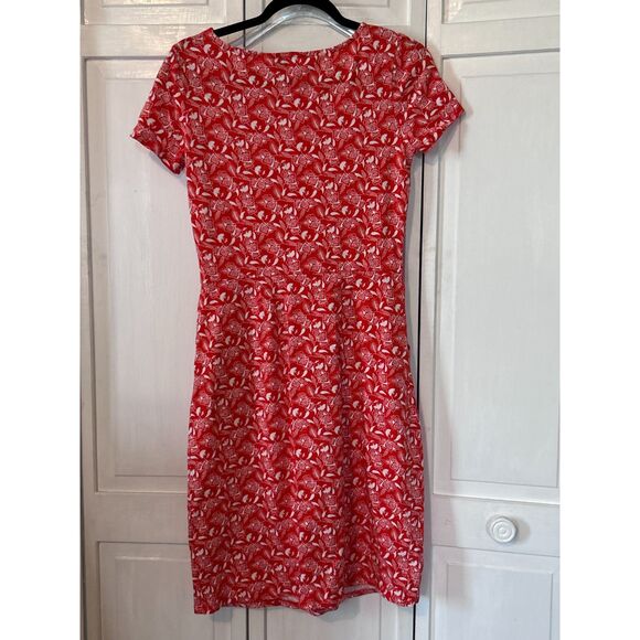 Boden bodycon cotton pencil Jersey Dress Orange Sunset Jungle Bloom  Size 2R - Picture 6 of 10